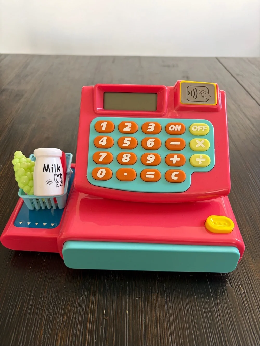 Children's Play Cash Register Toy in Pink and Teal